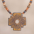 Ceramic beaded pendant necklace, 'Sun Chakana' - Chakana Cross Ceramic Beaded Pendant Necklace from Peru (image 2) thumbail