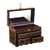 Leather and wood jewelry box, 'Treasure Garden in Amber' - Leather and Cedar Embellished Wood Mirrored-Lid Jewelry Box (image 2d) thumbail