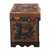 Leather and wood jewelry box, 'Treasure Garden in Amber' - Leather and Cedar Embellished Wood Mirrored-Lid Jewelry Box