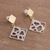 Gold accent sterling silver dangle earrings, 'Gleaming Cards' - Square-Shaped Gold Accent Sterling Silver Earrings from Peru (image 2b) thumbail