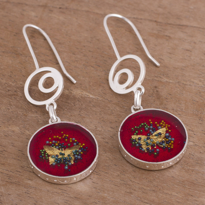 Sterling silver dangle earrings, 'Divine Butterflies' - Sterling Silver Butterfly Dangle Earrings from Peru