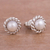 Cultured pearl stud earrings, 'Lassoed Glow' - Rope Motif Cultured Pearl Stud Earrings from Peru (image 2b) thumbail