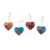 Ceramic ornaments, 'Love Quartet' (set of 4) - Hand Painted Ceramic Heart-Shaped Ornaments (Set of 4) (image 2a) thumbail