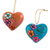 Ceramic ornaments, 'Love Quartet' (set of 4) - Hand Painted Ceramic Heart-Shaped Ornaments (Set of 4)