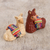 Ceramic figurines, 'Relaxing Pair' (pair) - Hand Crafted Ceramic Seated Beige and Brown Llamas (Pair) (image 2b) thumbail