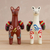 Ceramic figurines, 'At the Ready' (pair) - Hand Crafted Ceramic Standing Brown and White Llamas (Pair)