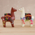 Ceramic figurines, 'At the Ready' (pair) - Hand Crafted Ceramic Standing Brown and White Llamas (Pair) (image 2b) thumbail