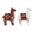 Ceramic figurines, 'At the Ready' (pair) - Hand Crafted Ceramic Standing Brown and White Llamas (Pair) (image 2d) thumbail