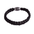 Men's braided leather wristband bracelet, 'Bold Braid' - Men's Braided Black Leather Wristband Bracelet from Peru (image 2b) thumbail
