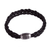 Men's braided leather wristband bracelet, 'Bold Braid' - Men's Braided Black Leather Wristband Bracelet from Peru (image 2c) thumbail