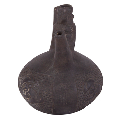 Vasija decorativa de cerámica, 'Chimu Huaco' - Vasija decorativa de cerámica Huaco de una vasija Chimú