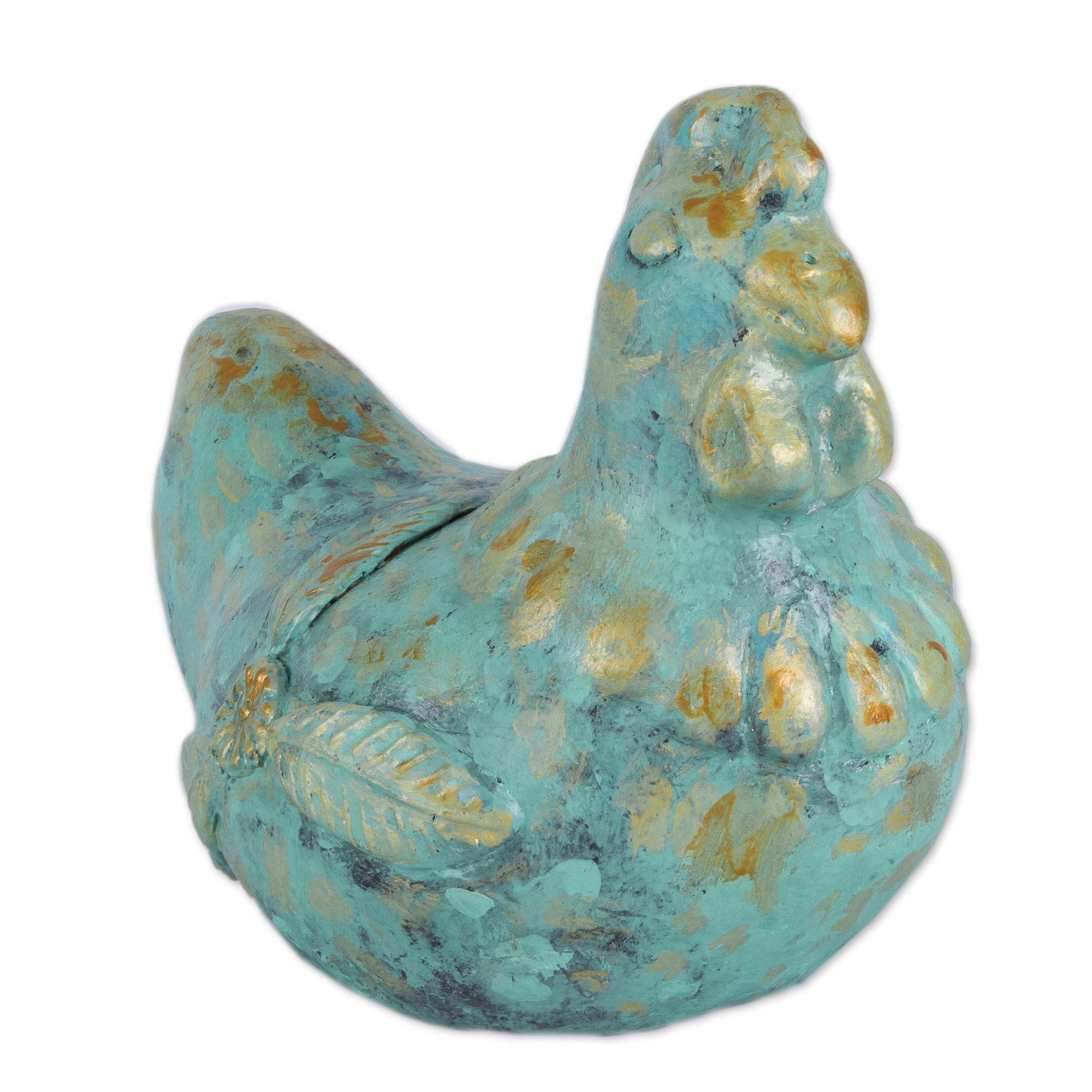 Handcrafted Ceramic Hen Sculpture from Peru - Lovely Hen | NOVICA