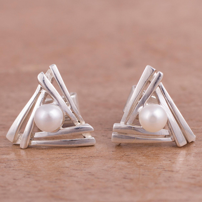 Pendientes de perlas cultivadas - Aretes de perlas cultivadas triangulares de Perú