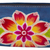 Leather makeup case, 'Cusco Sky' - Blue Leather Makeup Case with Hand Painted Flower (image 2f) thumbail