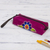 Leather pencil case, 'Cusco Bloom' - Magenta Leather Pencil Case with Hand Painted Flower (image 2) thumbail