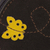 Monedero de ante - Monedero de piel serraje negro, aplique mariposa amarilla