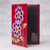 Leather passport cover, 'Lovely Traveler in Red' - Red Leather Passport Cover with Hand Painted Flowers (image 2b) thumbail