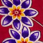 Leather passport cover, 'Lovely Traveler in Red' - Red Leather Passport Cover with Hand Painted Flowers