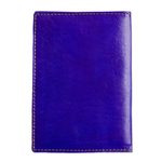 Leather passport wallet, 'Lovely Traveler in Blue' - Blue Leather Passport Cover with Hand Painted Flowers
