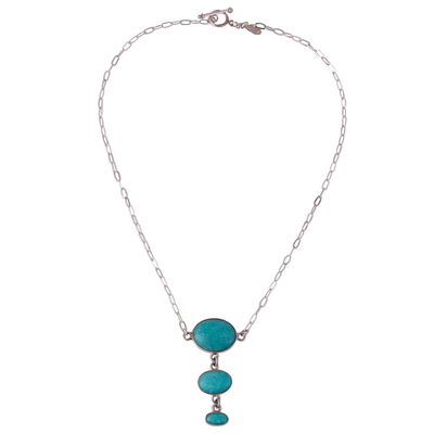 Amazonite pendant necklace, 'Blue Empire' - Amazonite and Sterling Silver Pendant Necklace from Mexico