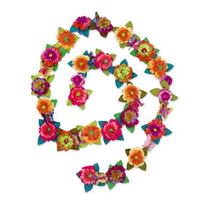 Applikationsgirlande - Handgefertigte Blumengirlande mit Schmetterlingen