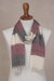 100% alpaca scarf, 'Favorite Cabernet' - 100% Alpaca Wool Dark Red Off White and Black Striped Scarf (image 2b) thumbail