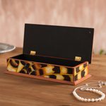 Reverse-painted glass decorative box, 'Butterfly Dream' - Reverse-Painted Glass Decorative Box from Peru