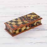 Reverse-painted glass decorative box, 'Butterfly Dream' - Reverse-Painted Glass Decorative Box from Peru