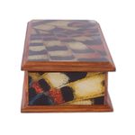 Reverse-painted glass decorative box, 'Butterfly Dream' - Reverse-Painted Glass Decorative Box from Peru