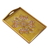 Bandeja de cristal pintado al revés - Bandeja de vidrio pintado al revés con diseño floral en tono dorado de Perú