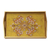 Tablett aus rückseitig lackiertem Glas - Goldfarbenes, florales, rückseitig bemaltes Glastablett aus Peru