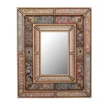 Reverse-painted glass wall mirror, 'Colonial Charm' - Floral Reverse-Painted Glass Wall Mirror from Peru