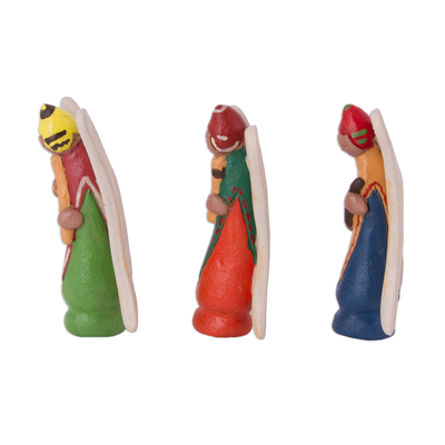 Keramikfiguren, (3er-Set) - Drei handbemalte Engelsfiguren aus Keramik aus Peru