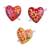 Figuras de cerámica, 'Notas de amor' (juego de 3) - Tres figuras de corazón de cerámica floral para notas 