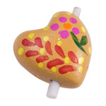 Ceramic figurines, 'Love Notes' (set of 3) - Three Floral Ceramic Heart Figurines for Notes 