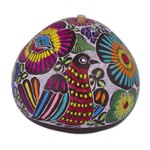 Gourd decorative box, 'Garden Song' - Hand Carved and Painted Birds Flowers Gourd Decorative Box