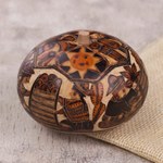 Gourd decorative box, 'Honoring Tradition' - Hand Carved Andean Traditional Village Gourd Decorative Box