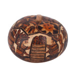 Gourd decorative box, 'Honoring Tradition' - Hand Carved Andean Traditional Village Gourd Decorative Box