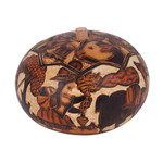 Gourd decorative box, 'Honoring Tradition' - Hand Carved Andean Traditional Village Gourd Decorative Box