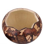 Gourd decorative box, 'Honoring Tradition' - Hand Carved Andean Traditional Village Gourd Decorative Box