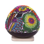 Gourd napkin holder, 'Bright Song' - Colorful Bird and Flowers Hand Painted Gourd Napkin Holder