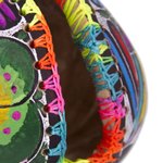 Gourd napkin holder, 'Bright Song' - Colorful Bird and Flowers Hand Painted Gourd Napkin Holder