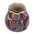 Gourd pen and pencil holder, 'Whistle While You Work' - Colorful Bird and Flowers Hand Painted Gourd Desk Accessory (image 2a) thumbail