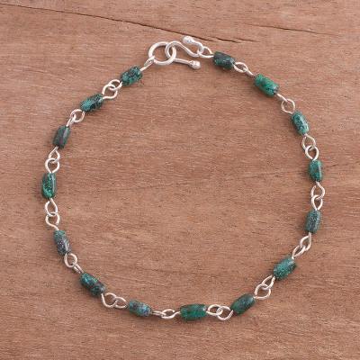 Chrysocolla And Sterling Silver Link Bracelet From Peru Bay Chrysocolla Link Bracelet Bay Treasures And Sterling Silver From