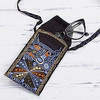 Embroidered eyeglasses case, 'Life in the Valley' - Handcrafted Embroidered Eyeglasses Case from Peru