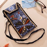 Embroidered eyeglasses case, 'Life in the Valley' - Handcrafted Embroidered Eyeglasses Case from Peru