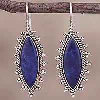 Sodalite drop earrings, 'Imperial Marquise' - Handmade Marquise Sodalite Drop Earrings from Peru