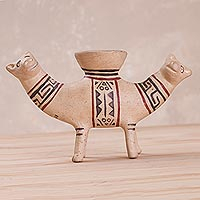 Ceramic sculpture, 'Recuay Animal' - Handcrafted Replica Animal-Themed Sculpture from Peru