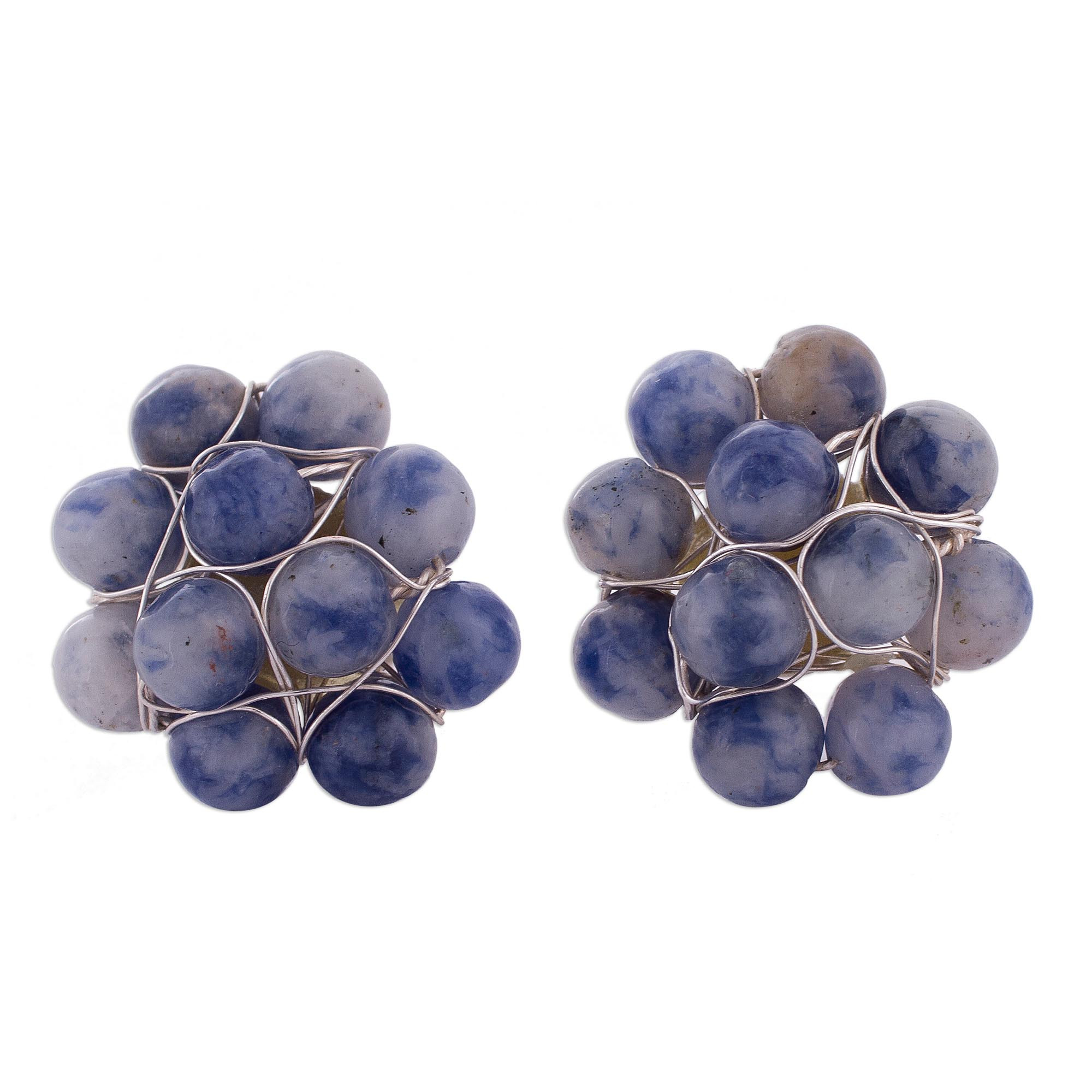 UNICEF Market | Sodalite and Sterling Silver Cluster Button Earrings ...