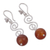 Carnelian dangle earrings, 'Lucky Spirals' - Spiral Motif Carnelian Dangle Earrings from Peru
